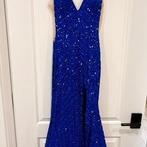 Jovani Royal Blue Sequin Prom Dress